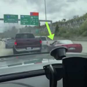 Rude Corvette Driver Learns A Harsh Lesson After Not Letting A Truck Merge