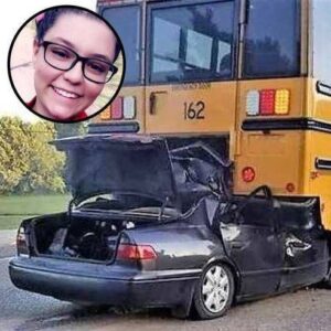 Teenager dies after crashing into school bus; then police find what she was holding.