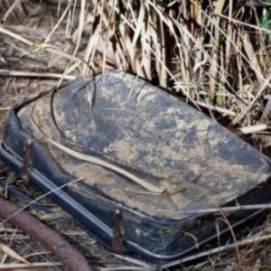 This woman came across an old, filthy luggage in a bush