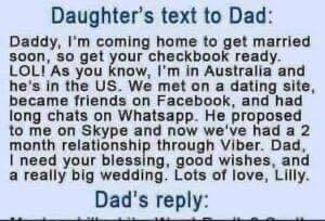 Daughter’s Text Dad About New Boyfriend, But Dad’s Response Is Hilarious.
