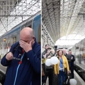 Emotional moment train driver finishes last shift on railways after 52 years