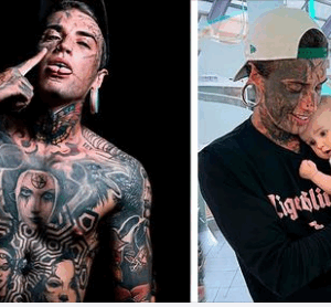 One cute thing after another: a 24-year-old man with a lot of tattoos gets rid of them for his daughter.