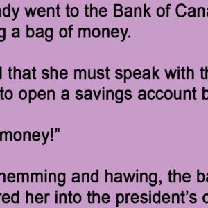 A Little Old Lady Went To The Bank of Canada Carrying A Bag Of Money.
