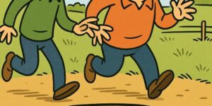 Walking across a field, two men come across a very large hole